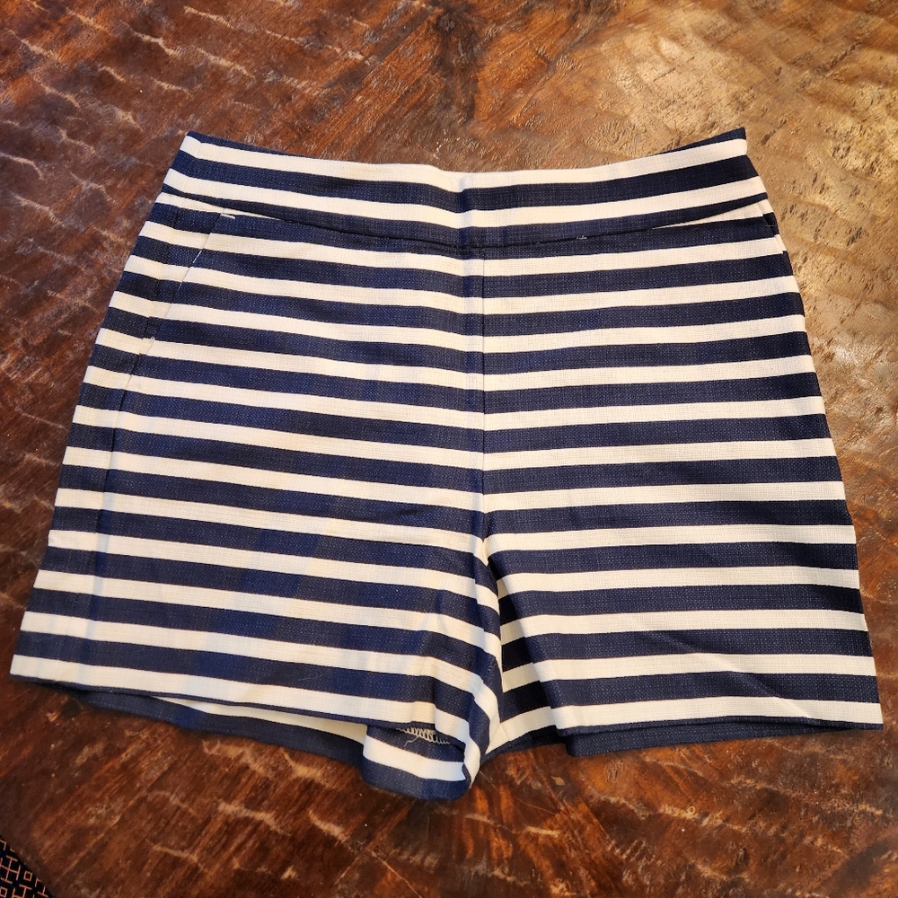 J Crew Blue White Textured Striped Festival Sailor Cotton Shorts Sz 8 AL596